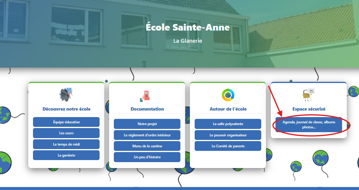 Accès à l'espace sécurisé depuis le site de l'école